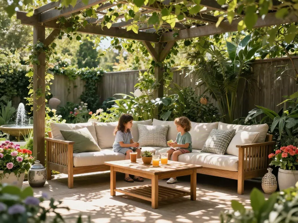 Stylish Charles Taylor Garden Seating in a serene outdoor garden setting with vibrant flowers.